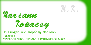 mariann kopacsy business card